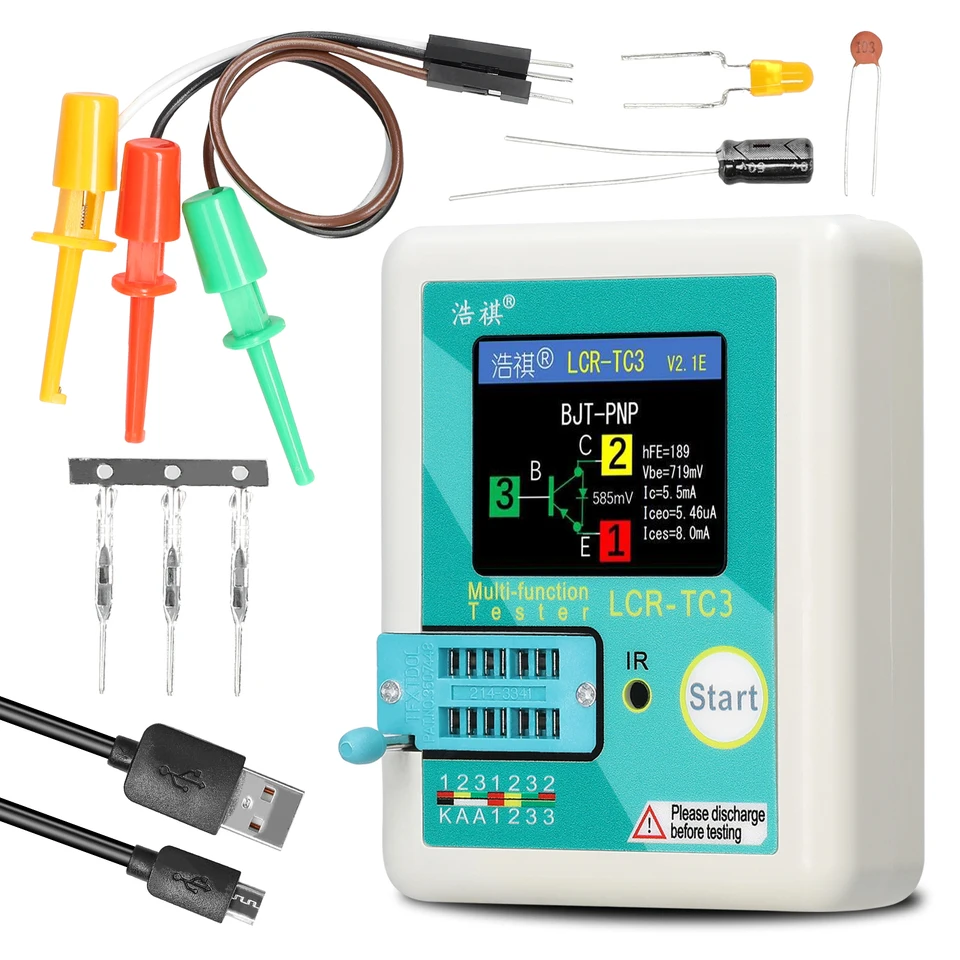 LCR-TC3 tranzistorový tester Zenerový testter Tester TFT napätie regulátor dióda NPN PNP bipolárny tranzistorový potencium