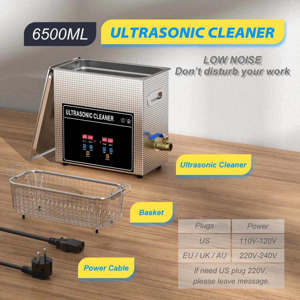 Leadsonic 180 W ultrazvukový čistič 6,5 l Degas Tepelný čas Mainboard Lab Medical Lekársky nástroj umývanie golfových klubov bicyklov ultrason