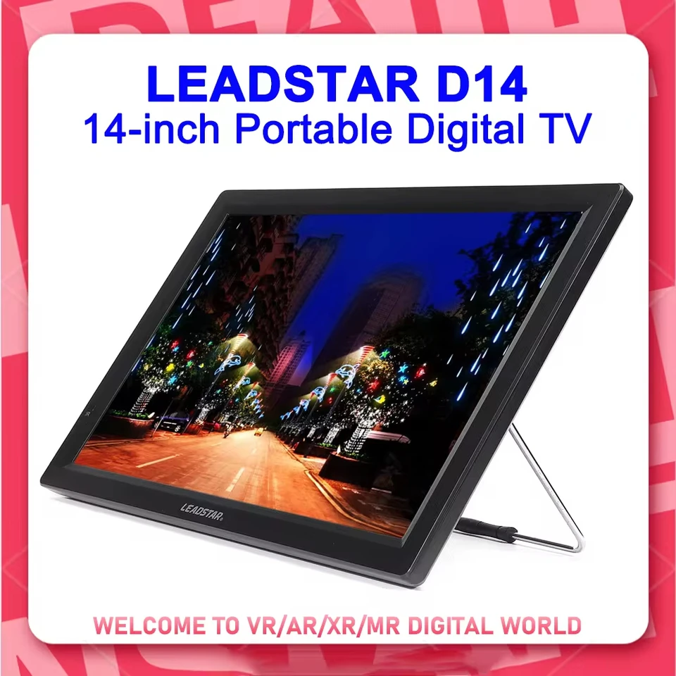 Leadstar D14 Prenosná digitálna televízia LD-D14 MP3 prehrávač MP4 Player 14-palcový mini Car TV pre kemping vozidla DVB-T DVB-T2 ATSC 1280x800