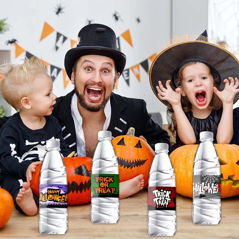 Lebka Halloween Fľaša na fľašu Lavest Pumpkin Bone Party Labels Labels nálepka dekorácie rekvizity