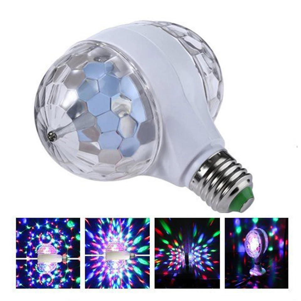 LED 6W Rotačné žiarovky Svetlo s duálnou hlavou Magic Stage Disco Lamp Rotujúca dvojhlavá LED s pódiom Light Farebná žiarovka