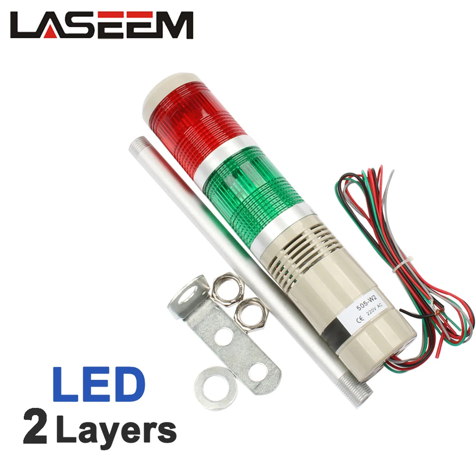 LED AC220V 110V DC 12V 24V bezpečnostný stoh LAMP LAMP RED GREEN Žltá žltá blesková priemyselná veža SIGNAL LIGHT LTA-505 Červená a zelená 2 vrstva