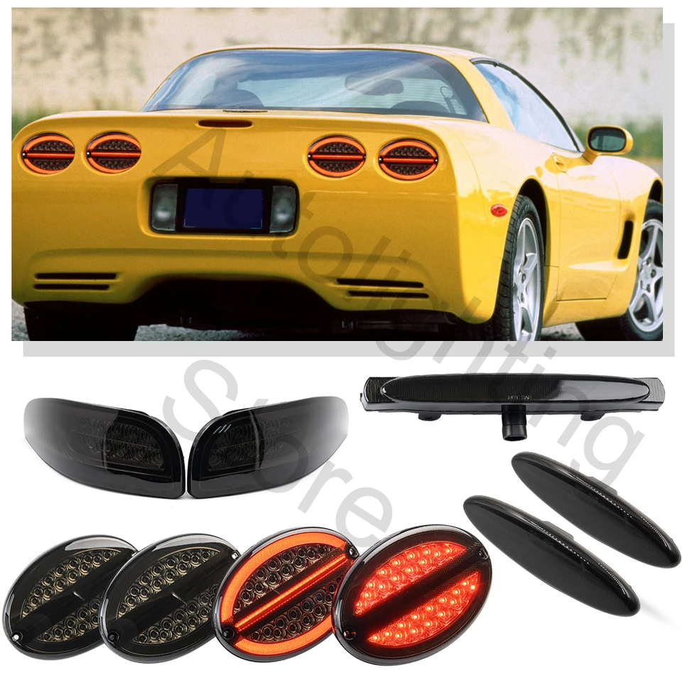 LED aktualizácia súpravy pre USA Chevy Chevrolet Corvette C5 1997-2004 Predná ＆ Licencia na zadnú bočnú značku Light Tail Brake Light Parking Light Licencia Licencia