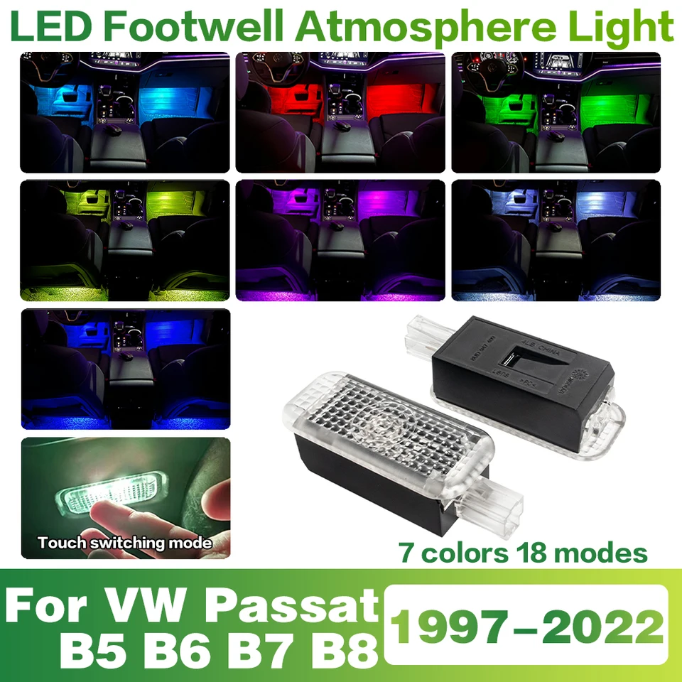 LED auto interiérové ​​lampy Footwell Lamp dekoratívna atmosféra Svetelné príslušenstvo pre Volkswagen VW Passat B5 B6 B7 B8 1997- 2022 2021 2020