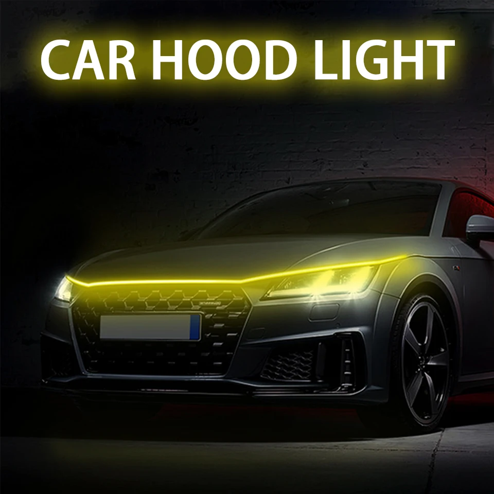 LED auto kapucne svetlá Univerzálny prúžok svetlometu Flexibilné dekoratívne atmosféru Atmosféry DRL Automatické denné lampa 12v Ambient