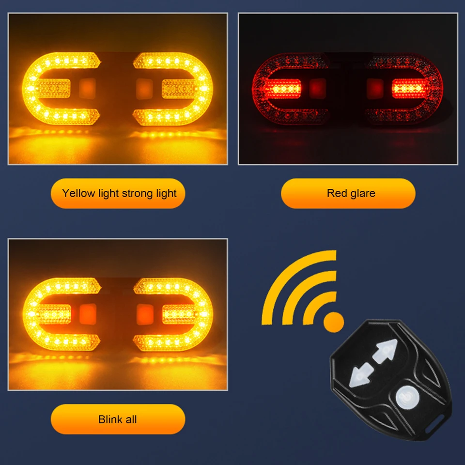 LED bicykel diaľkové ovládacie prvky otočenie zadného ovládača zadného zadného ovládača 30 lm 5 režimy Nabíjateľné nočné jazdné cyklistické výstrahy Zadná žiarovka