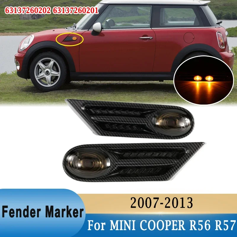LED bočné indikátor Fender Marker Foatleance Light Uhlíkové vlákno pre Mini Cooper R56 R57 R58 R59 2007-2013 63137260202