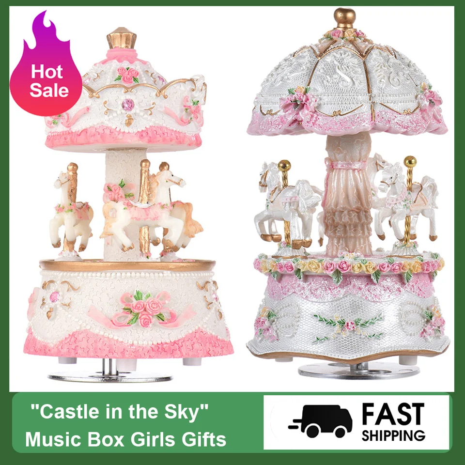 LED Carousel Hudobná skrinka Roatenia Rotuing Horse Hudobná skrinka Toy Child Darček detské darčeky Carousel Hudba Artware Vianoce Domáca dekorácia