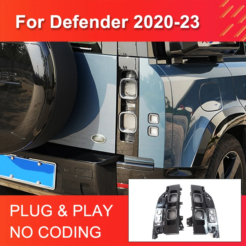 LED chvostové svetlo pre Land Rover Defender 2020-2024 Black Taillights Plug and Play LED brzdové svetlo pre príslušenstvo pre obrancov