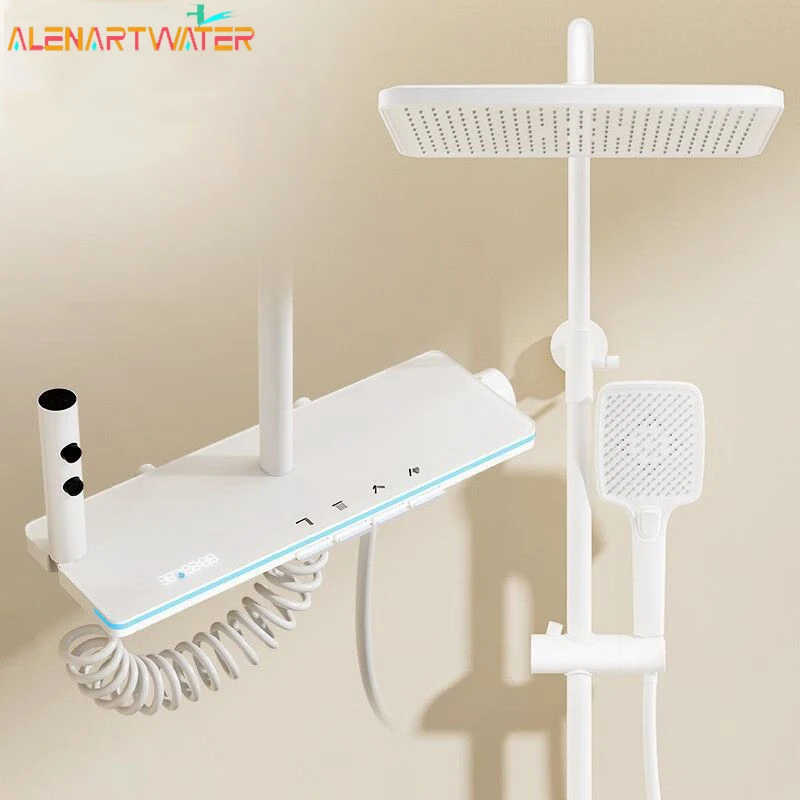 LED digitálny sprchový systém moderný kúpeľňa teplota Displej sprchy Faucet Set Rainlfall Mixer Bidet sprchová súprava