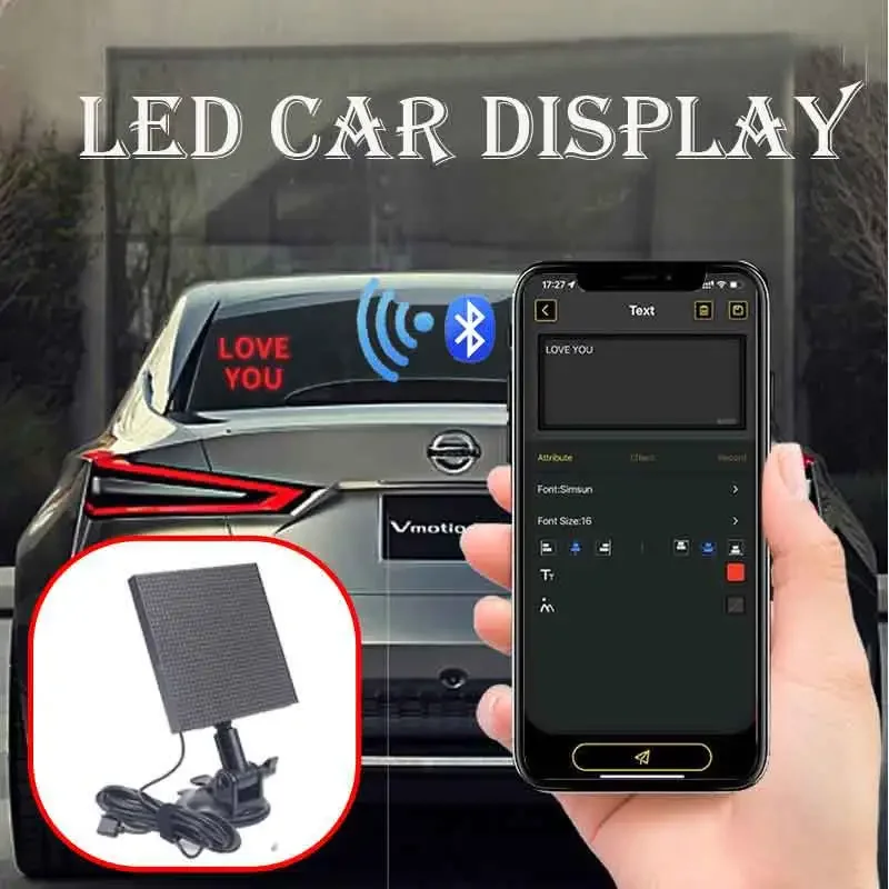 LED displej na zadnom okne Auto mobilného telefónu Control Control Custom Doprotiteľné programovateľné obrazovku reklamnej reklamy