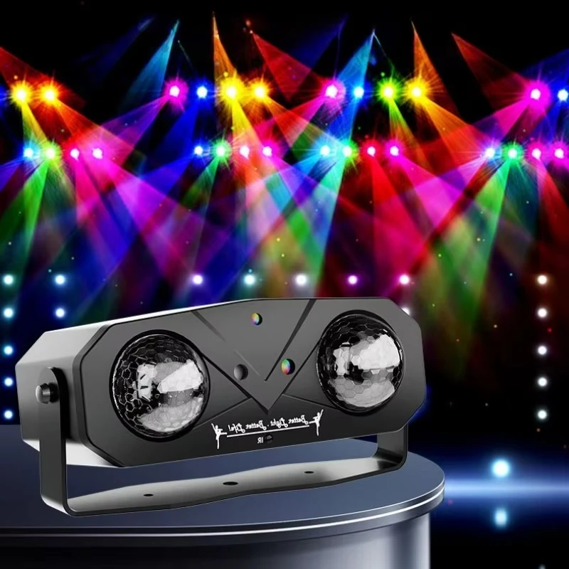LED DJ pódium Light Laser Dual Ball Lights Party Light Diaľkové ovládanie LED RGB Vodná vlna laserové laserové laserové etapa Light