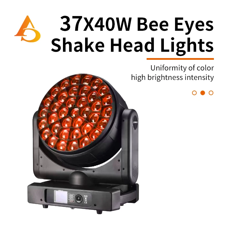 LED DMX 37x40W RGBW 4in1 včelí oči LED pohybujúca hlava Zoom Svetlo pixel farebný ovládací bod na umývanie efektu šošovky Rotácia farebná