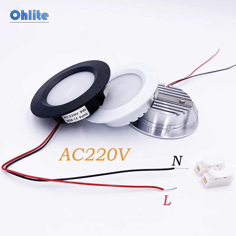 LED Downlight 3W Zapustené okrúhle LED stropné lampa AC220V Panel Lights Shabet Víno Vináre osvetlenie Teplá/studená biela krájačka 55 mm