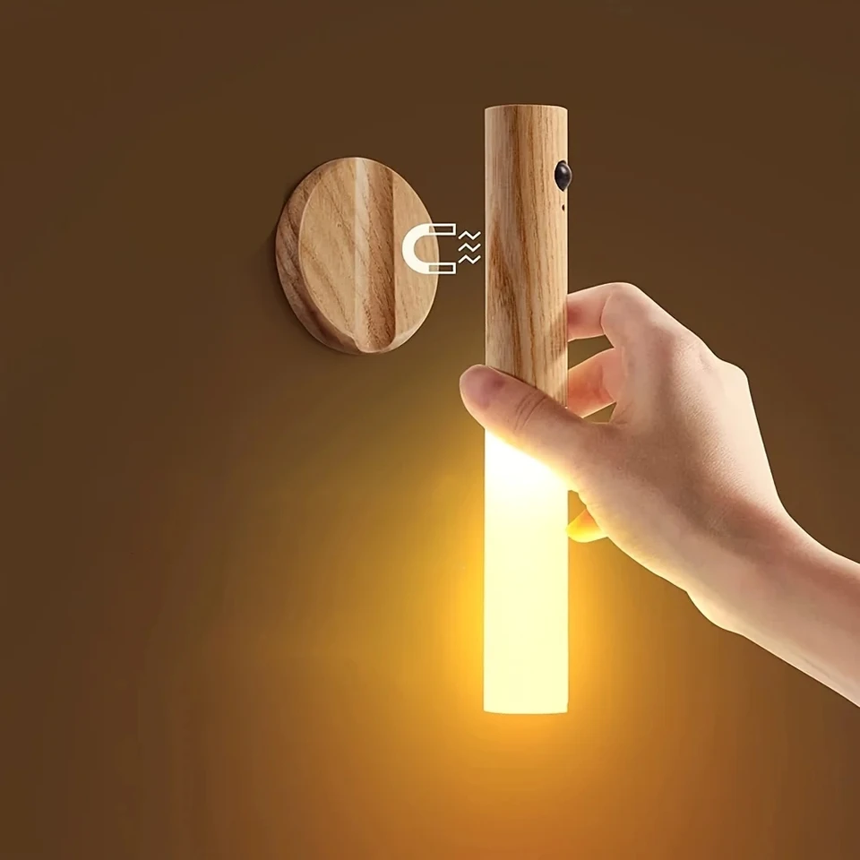 LED drevo USB nočné svetlo Magnetická nástenná lampa kuchynská skrinka Svetlo Svetlo Domáce schodisko Spálňa stolová stolová lampa Lampa osvetlenie