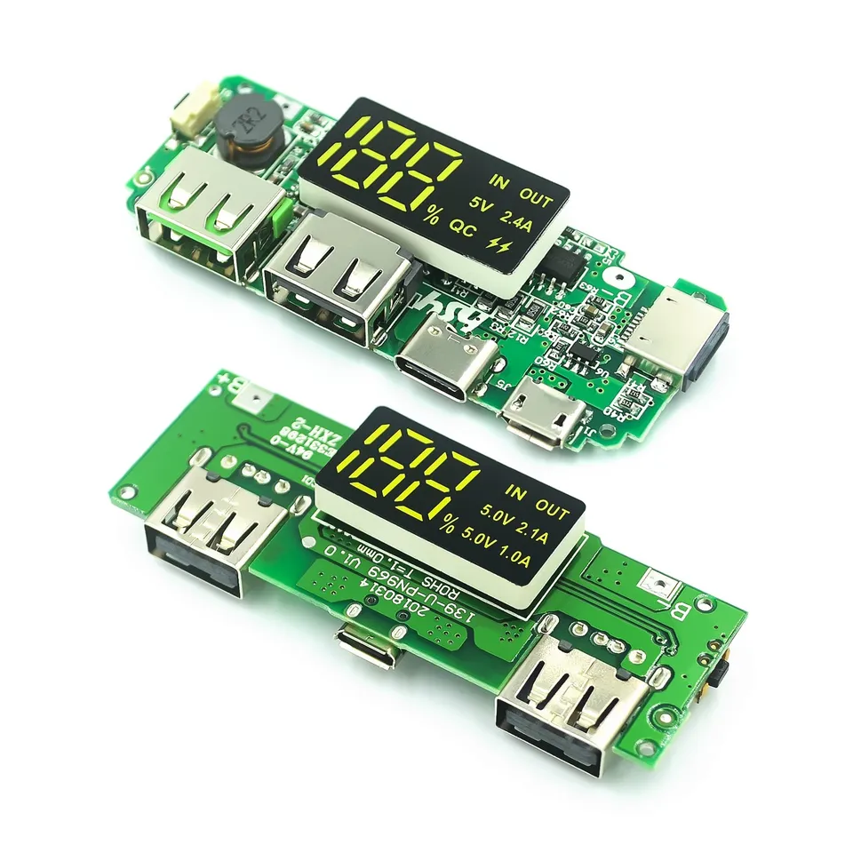 LED duálne USB 5V 2.4A MICRO/TYPE-C MOBILNÁ POLOŽKA BANKY 18650 Nabíjací modul Litium Battery Board Ochrana obvodu obvodu