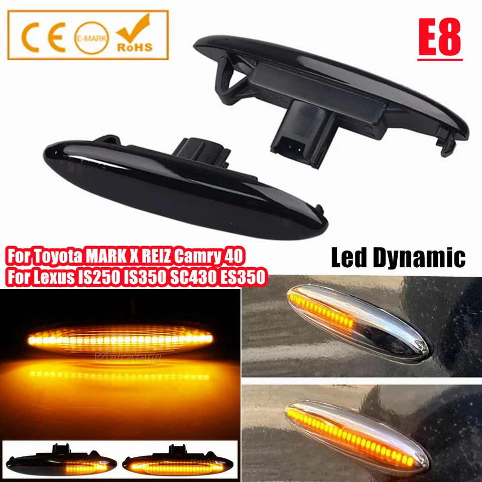 LED dynamické bočné markerové zákrutové signálne svetlo pre Toyota Camry ACV40 Highlander Mark X S18 Koruna Kráľovský salón Kluger GSU 4 Soarer