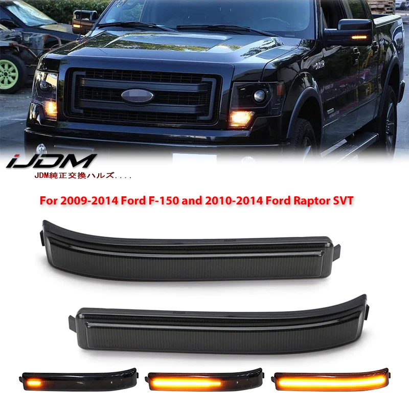 LED dynamické bočné zrkadlové zákrutové svetlá pre Ford F150 F-150 2009-2014 SVT Raptor 2010-2014 Indikátor sekvenčného žiarovky Blinker
