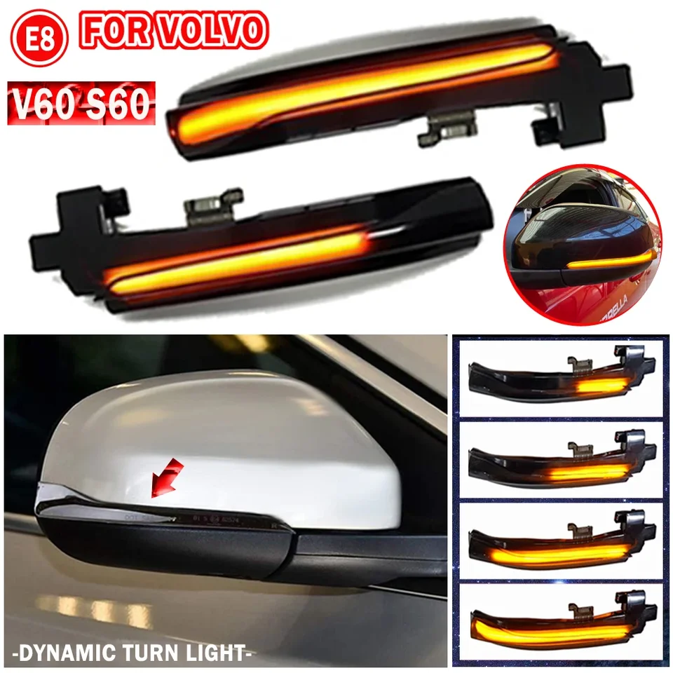 LED dynamické svetlo zákruty pre Volvo V40 CC II V60 S60 2011-2018 S80 V70 III Bočné zrkadlo Sekvenčné indikátor blinker