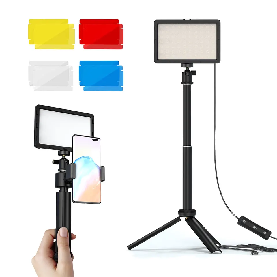 LED fotografické štúdio Video Light Panel Lighting Photography Lamp Súprava s statívom RGB Filtre na natáčanie živého vysielania YouBube