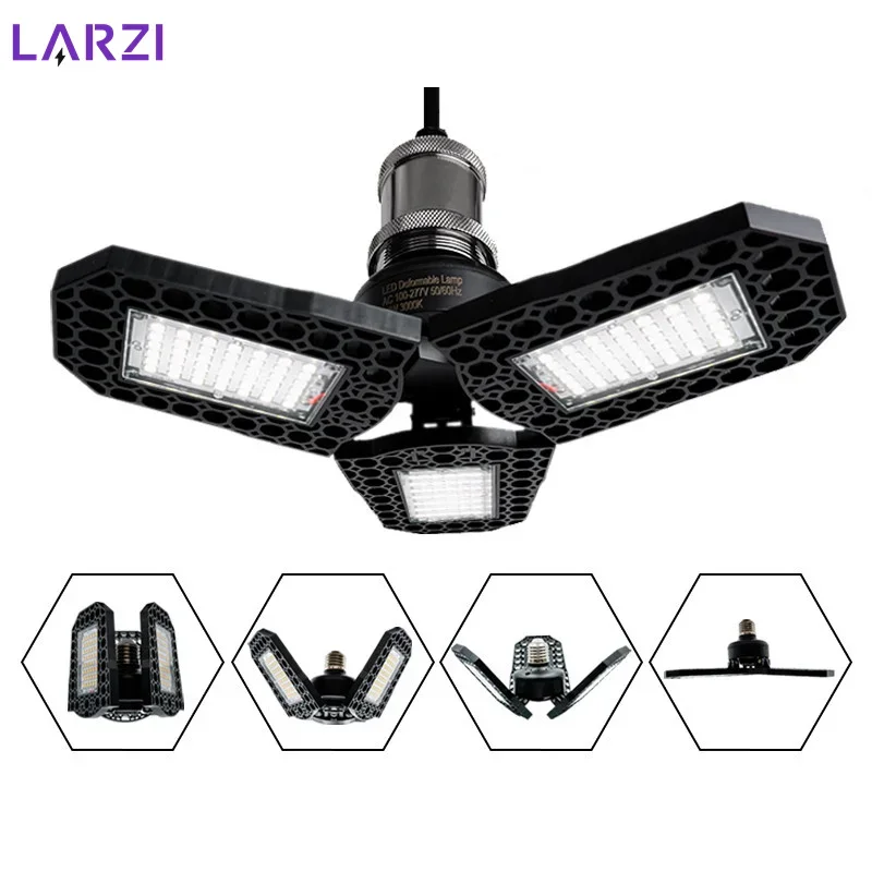 LED garážová lampa AC 110V 220V 40W 60W 80W Deformovateľné svetlo E27 Cold/white Biela nastaviteľná uhol LED žiarovky pre dielňu pre dielňu
