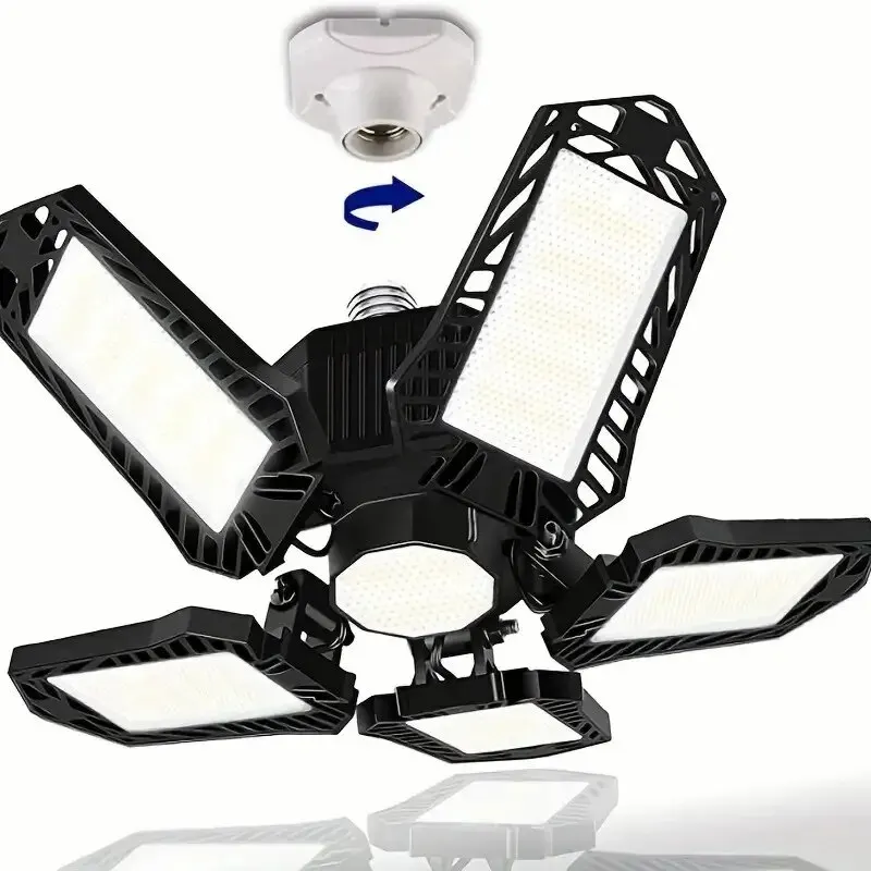 LED garážové žiarovky 45W 60W 80W10000LM Super Bright Garage LED LED SELT -Svetlo s nastaviteľnými panelmi, skrutkovou zásuvkou E27