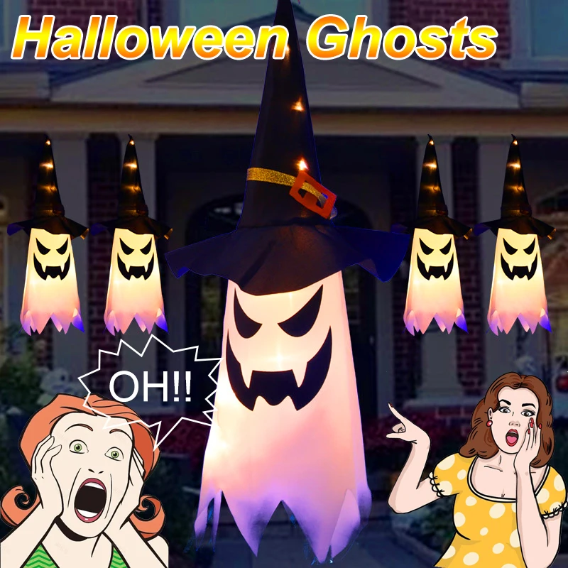 LED HALLOWEEN DECORÁCIA Blikajúce svetlo Gypsophila Ghost Festival sa obliekajú žiariaci čarodejník duchov
