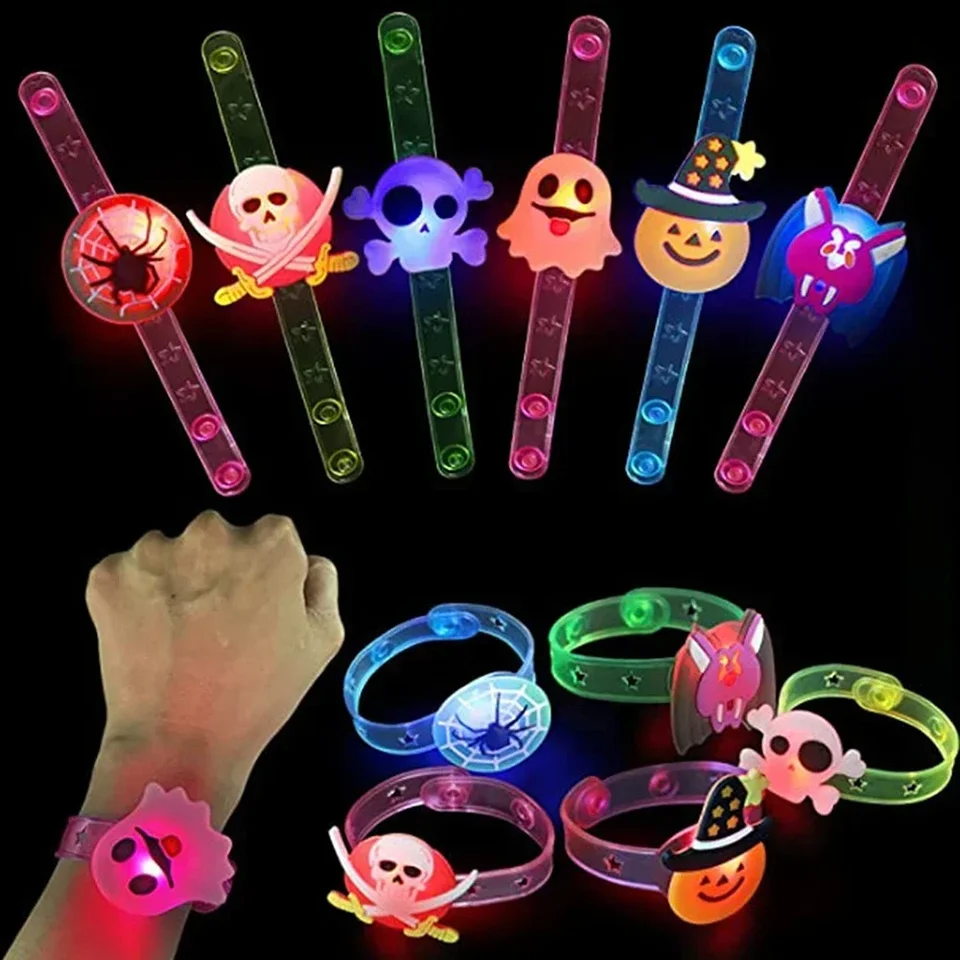LED HALLOWEEN PRINCES Žiariace tekvicové duchovné lebky Spider Spider Finger Luminous Rings náramok Halloween Party Cosplay dekorácie rekvizity