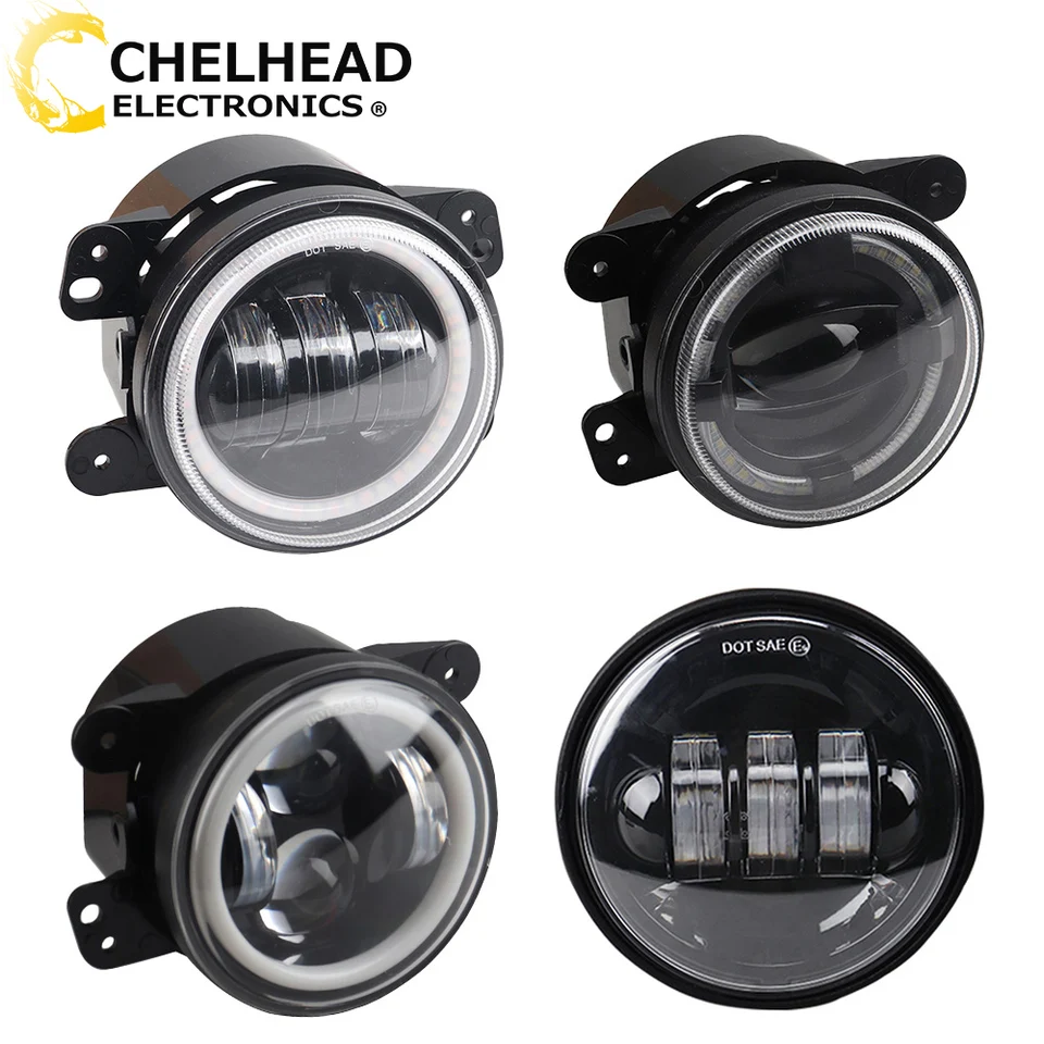 LED hmlové svetlá s anjelskými očami Drl pomocná lampa pre Wrangler Motorcycle LED Spotlight Svetlové svetlomet FogLamp Driving žiarovka