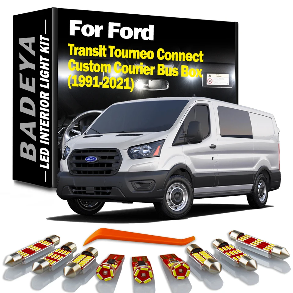 LED interiér Trunk Map Reading Light Kit pre Ford Transit Tourneo Connect Custom Courier Box Box 1991-2019 2020 2021 Indoor žiarovka