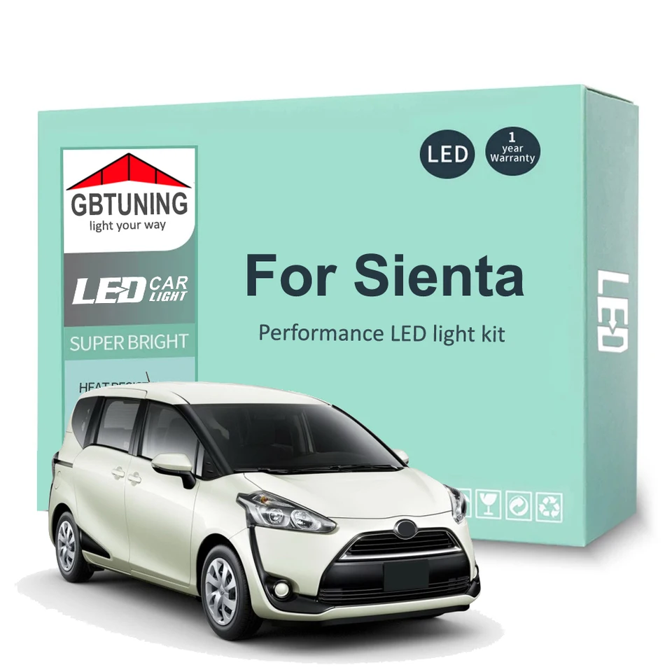 LED interiérová žiarovka Súprava pre Toyota Sienta 2003-2016 2017 2018 2019 2020 2021