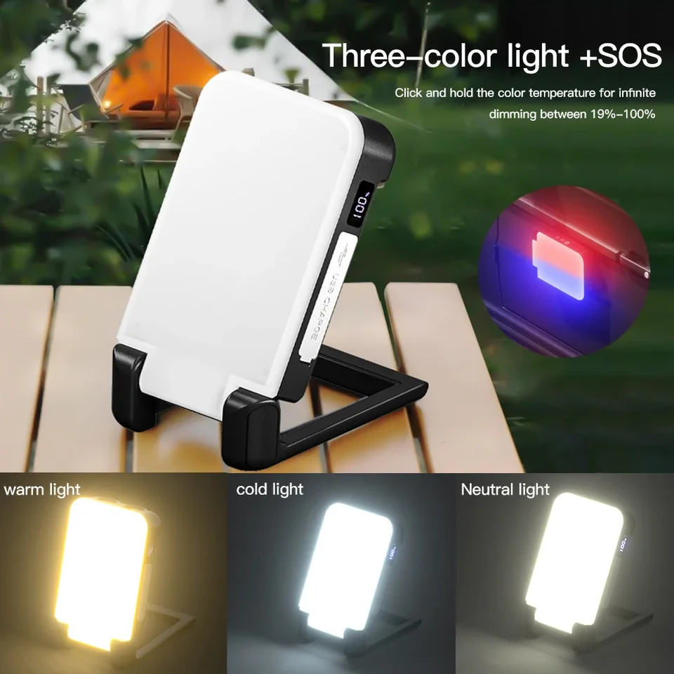 LED kemping Lantern nabíjateľné, 10000 mAh prenosná energia, 3 svetelné režimy, vodotesný IPX5