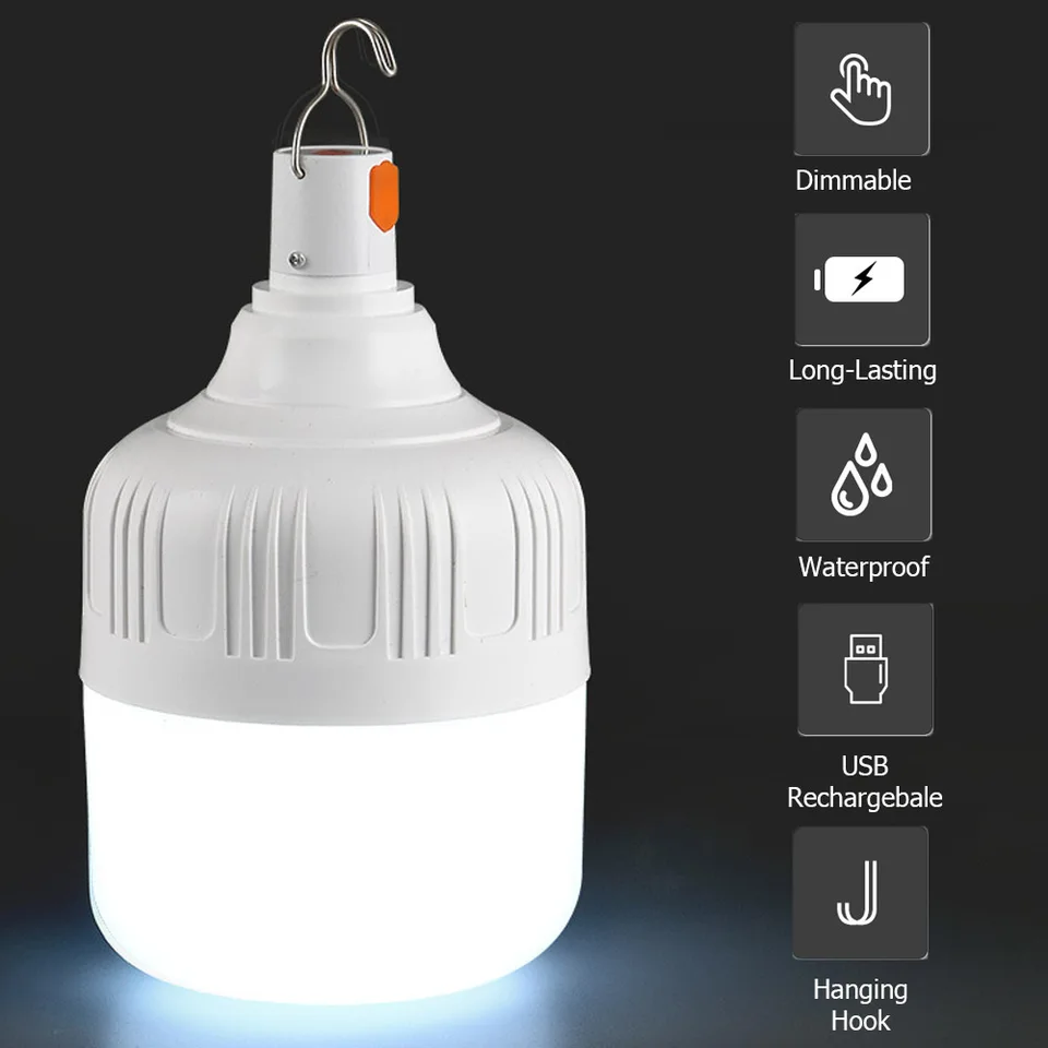 LED kempingové svetlo 20W 40W 80W Vonkajšia lampa vodotesná energia zachraňujúca mini osvetlenie žiarovky visí pre kempingové svetlé USB svetlá