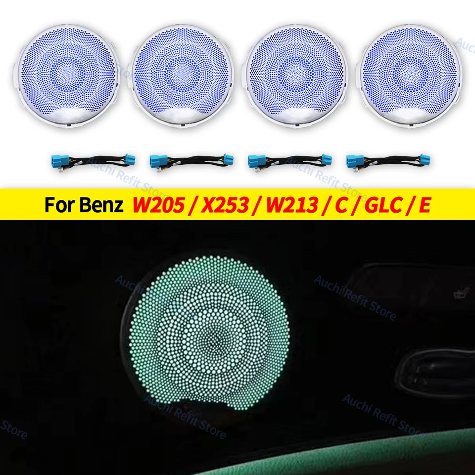 LED kryt reproduktora Luminou Luminou pre Mercedes Benz W205 X253 W213 W238 C/GLC/E-E-ESS CLASS Zvuk kovový kov Decorratio Ambient Light Light