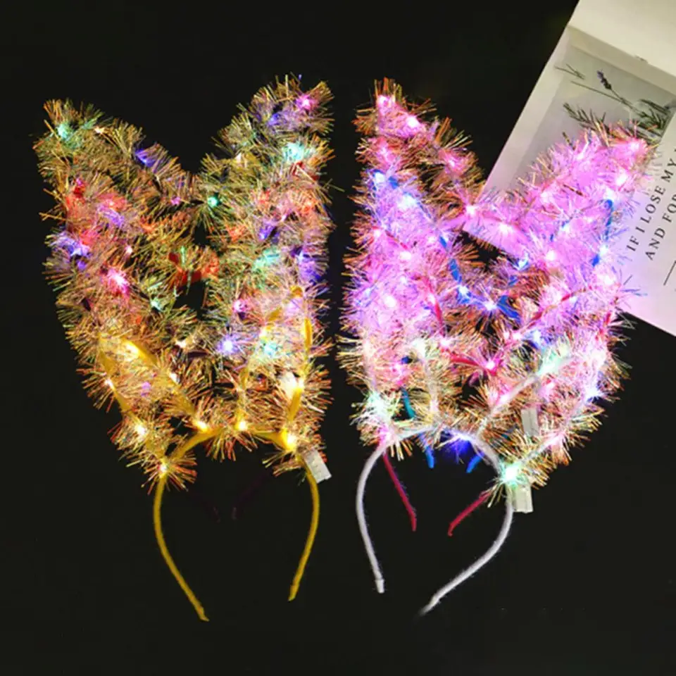 LED králičie uši parohy čela