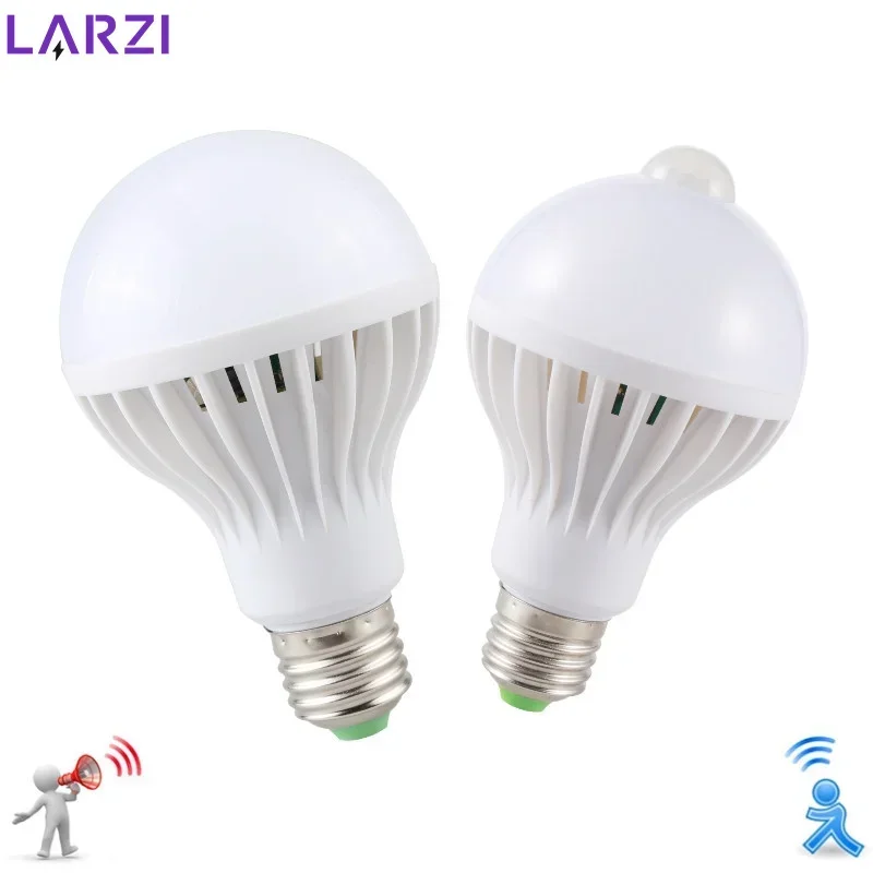 LED LED PIR Sensor Lamp 3W 5W 220V LED žiarovka 7W 9W 12W Auto inteligentná LED PIR PIR infračervené telo Zvukové svetlo E27 Svetlo snímača pohybu