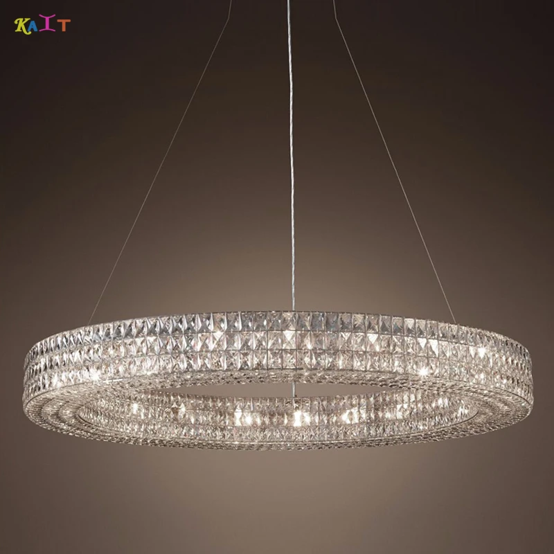 LED LETH, moderné krištáľové lustre, osvetľovacie okrúhle krištáľové luster, halo krištáľ, prívesky