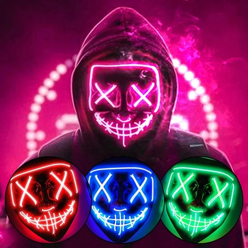 LED maska ​​Halloween karneval vianočné maškarné maškarné večierok Nočný klub Luminát filmová maska