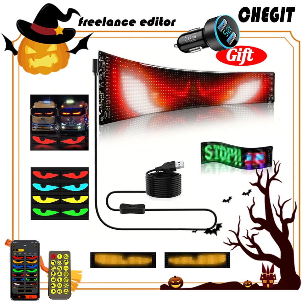 LED matica Pixel Panel Singing Bright Advertising LED značky Flexibilné LED značka auta Bluetooth App Control Halloween Vianoce