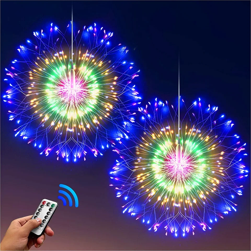 LED medené drôtené ohňostroje, 8 režimov rozprávkové svetlo Starburst s vzdialenými vonkajšími dekoráciami pre dom, párty, kaviareň, svadba