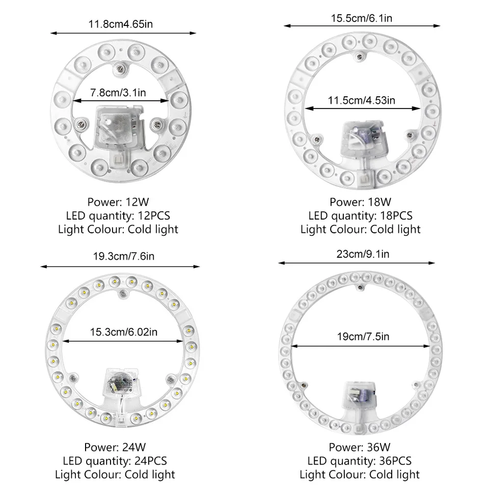 LED modul 220V Stropné svetlo LED doska LED panela 12W 18 W 24W 36W Výmena LED LED pre stropný stropný ventilátor stena Lampla Round Modul