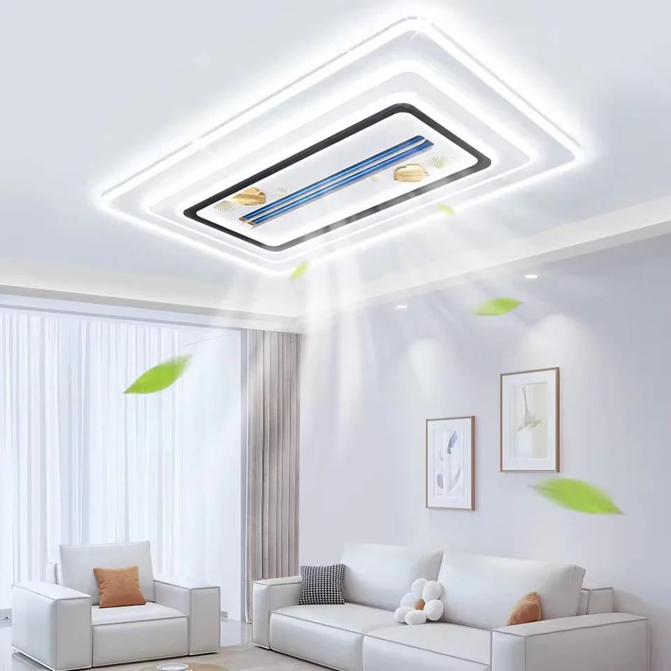 LED neviditeľné bezbočové stropné ventilátor Svetlo obývacia izba inteligentný stropný ventilátor lampa Domáca dekorácia pre izbu Spálňa LED stropný ventilátor