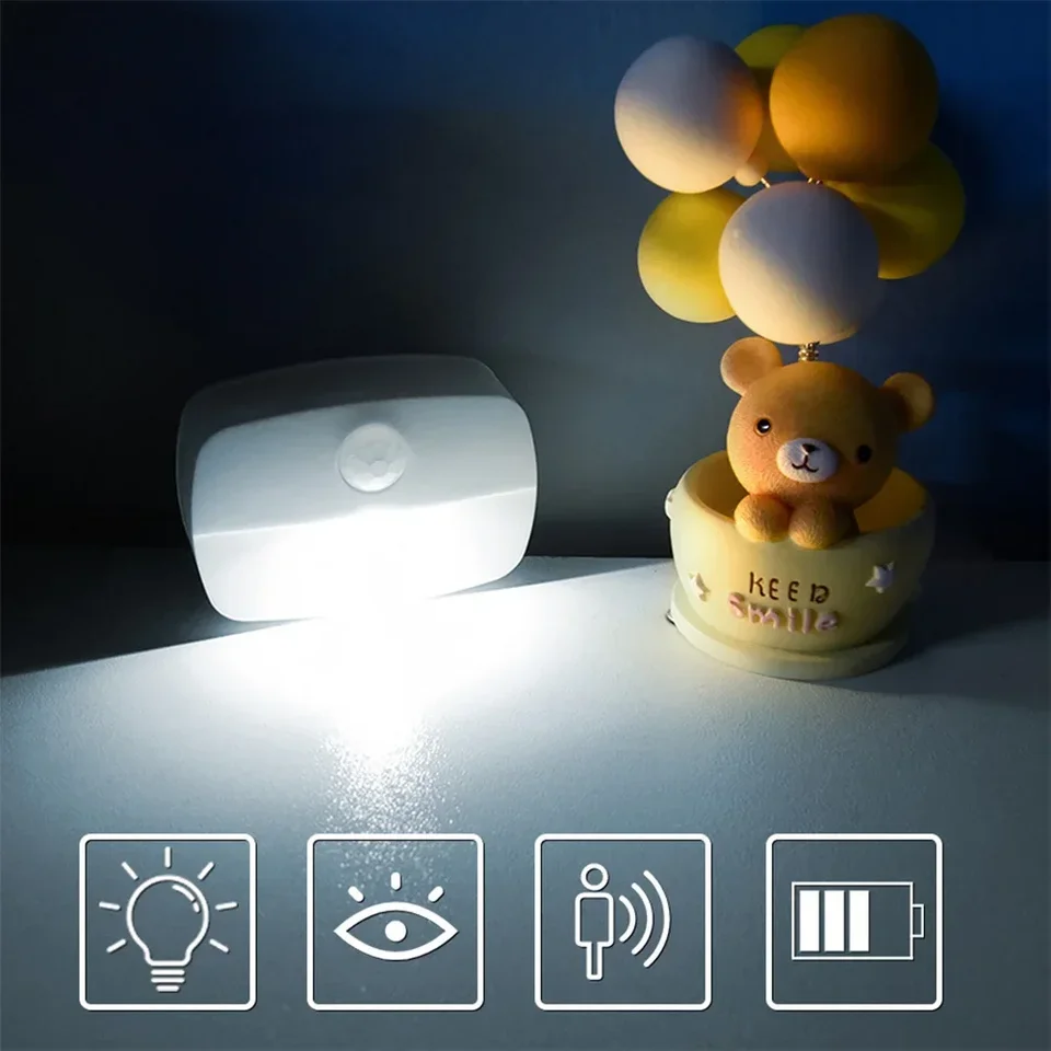 LED nočné svetlo EU zástrčka v lampe inteligentný pohyb snímač Svetlo vnútorná mini nástenná lampa WC HALLWAY Schodisko nočná nočná lampa Domáca výzdoba