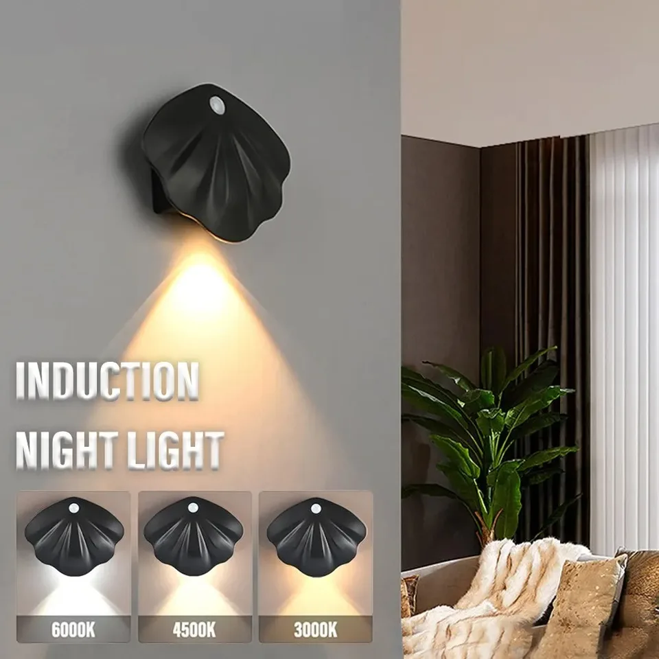 LED nočné svetlo snímač pohybu v tvare Spotlight Spotlight USB Type C Nabíjateľná spálňa Koridor schodisko Nástenné maľba dekoratívne svetlo