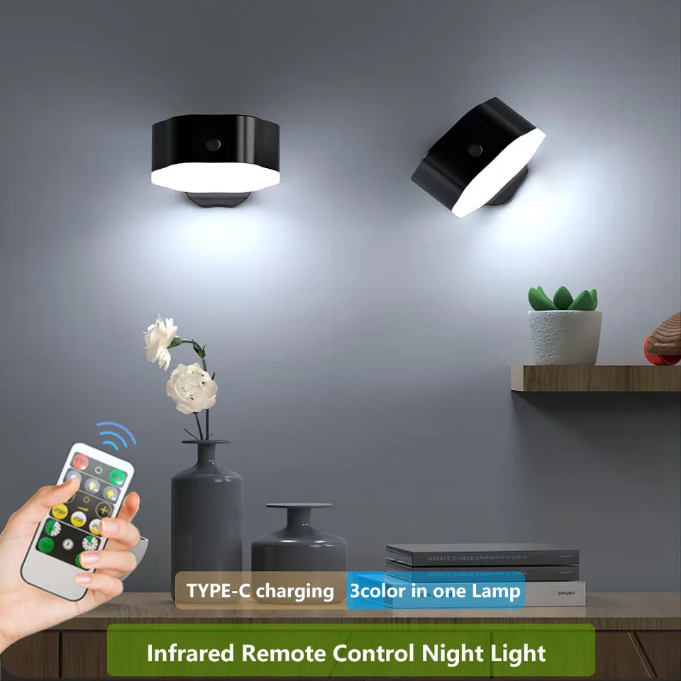 LED nástenné žiarovky nočné svetlo dotykové snímanie spínaču bezdrôtového diaľkového ovládania USB nabíjateľná LED dióda pre vnútorné osvetlenie spálne v kuchyni