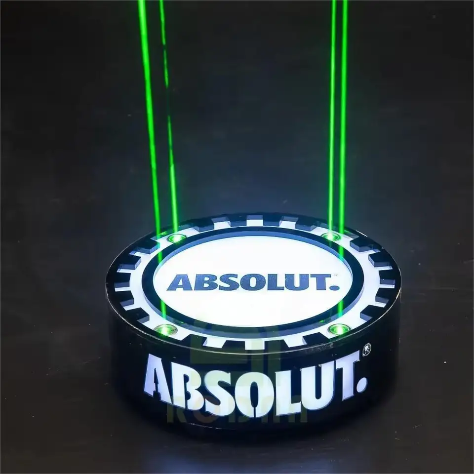 LED osvetlené absolútne Absolut Vodka Fľaša na fľašu Fľašu na fľašu s fľašou Držiak stojan na stojan VIP servisné víno Modič so zelenými laserovými svetlami