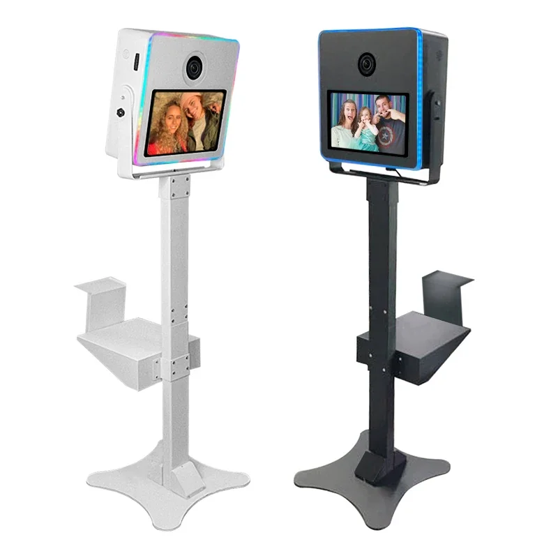 LED otvorené vzduchové fotobooth digitálne roboty biely kov DLSR DSLR Photo Booth Shell s glamovým filtrom
