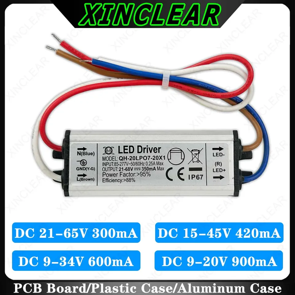 LED ovládač DC 9-20V 9-34V 15-45V 21-65V 300MA 420MA 600MA 900MA SLETICKÁ TRANSFORMERS pre 7W 10W 12W 15 W 18W 20W napájací napájanie