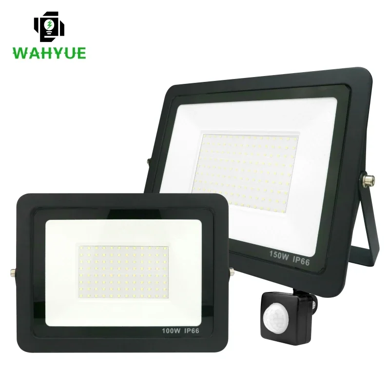 LED PIR Sensor Flow Light 10W 20W 30W 50W 100W 150 W 200W 200 W vonkajšie osvetlenie Svetový svetlomet IP66 nepremokavá LED žiarovka LED