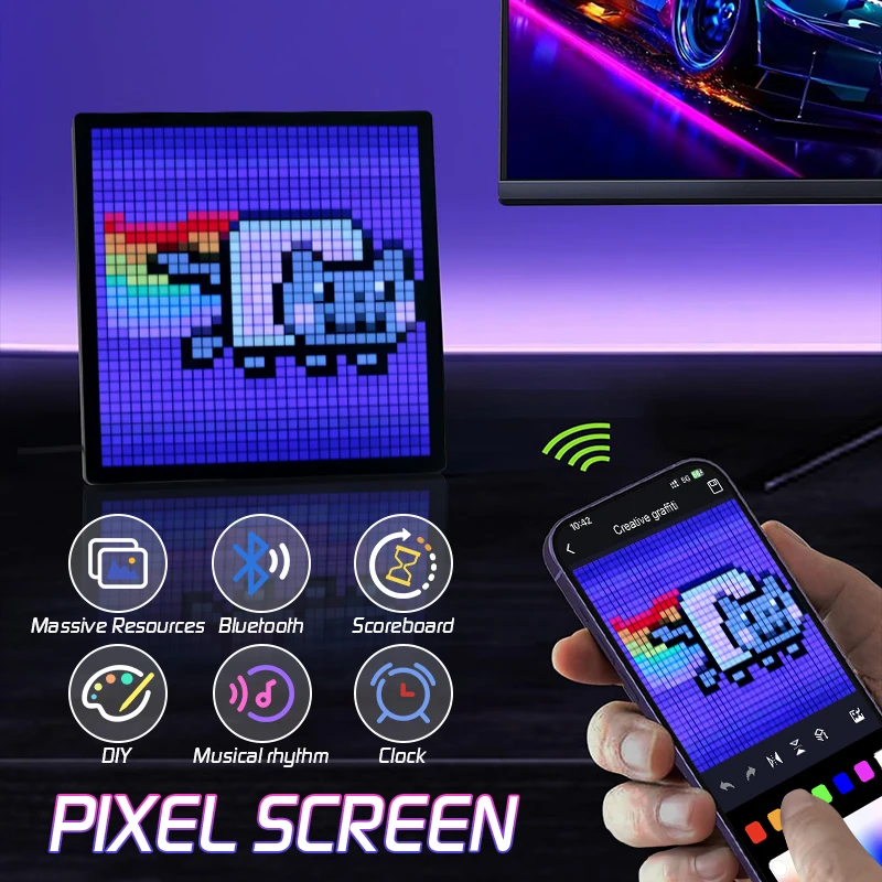 LED pixel displej Bluetooth App Control RGB DIY Gaming Nastavenie nočného budíka Art Anim Animation Gaming Room Decor Nočné svetlo